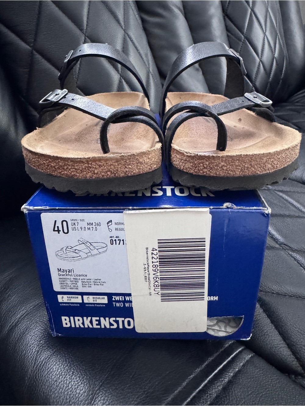 Birkenstock Mayari Black Leather Strappy Sandals